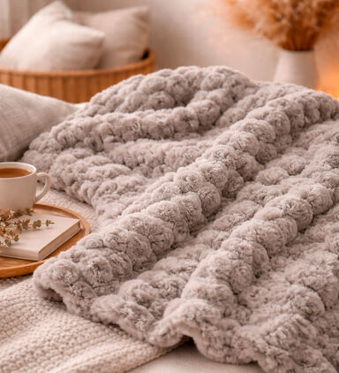 Home Deco and More Plaid Woven Blanket, Brown, Packshot View