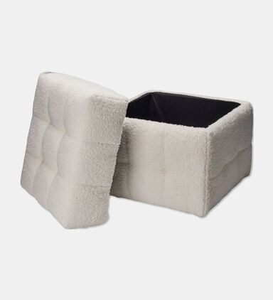 Home Deco and More Removable Lid Storage Pouf, White, Packshot View