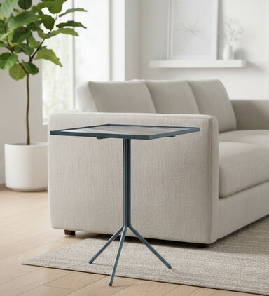 Home Deco and More Simon Square-shaped Side Table, Blue, 36x36x48-cm, Packshot View