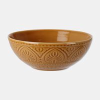 Home Deco and More Forest Green Embossed Leaf Shallow Bowl, Brown, Packshot View