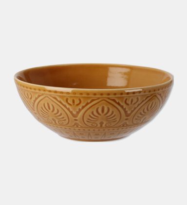 Home Deco and More Forest Green Embossed Leaf Shallow Bowl, Brown, Packshot View