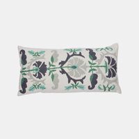 Camila Embroidered Linen Throw Pillow 35x70 Cm