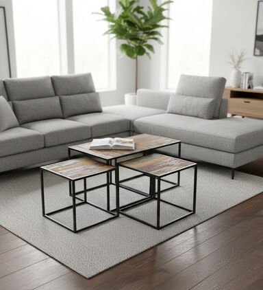 Home Deco and More Quadro Round Top Wooden Coffee Table, Packshot View