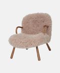 Fur Round Wood Armrests Armchair