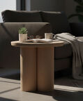 Home Deco and More Spherical Acacia Wood Side Table, Packshot View