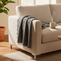 Home and Styling Melange Fringed Throw, Black, Packshot View