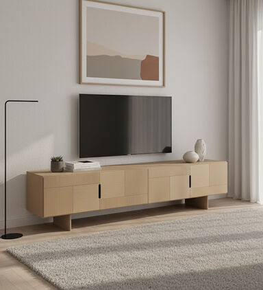 Home Deco and More Osaka Oak Tv Unit, Natural, 220x50x55-cm, Packshot View