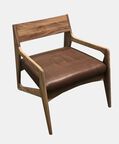 Home Deco and More Allegro Leather Acacia Arm Chair, Brown, 60x77.5x72-cm, Packshot View