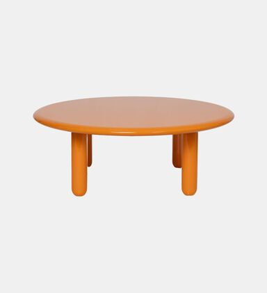 Home Deco and More Glossy Wooden Low Round Table, Orange, 100x36-cm, Packshot View