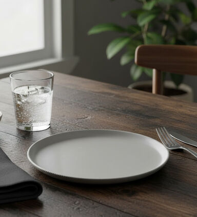 Home Deco and More Ceramic Ribbed Dinner Plate, Packshot View