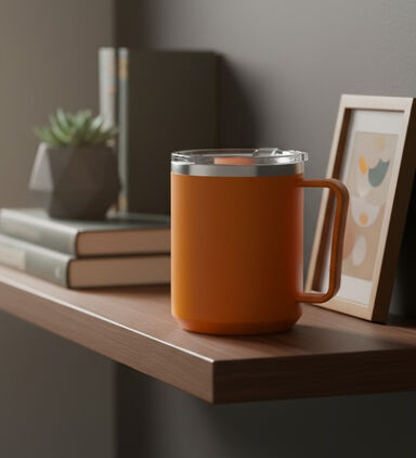 Redcliffs Outdoor Stainless Steel Interior Drinking Mug, Orange, Packshot View