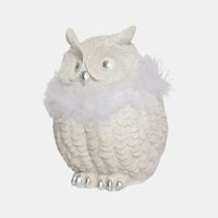 Fur Owl-shaped Ornament 12x12x18 Cm