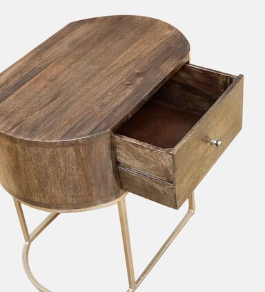 Home Deco and More Alexa 1-drawer Oval Bedside Table, Packshot View