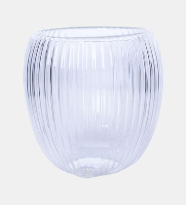 Double Wall Stripe Clear Glass Mug 4-piece Set - 120ml