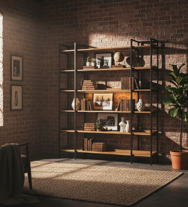 Home Deco and More Brooks Wide Shelf Pine Bookcase, Packshot View