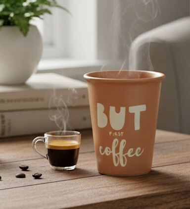 Siaki Stoneware Drink More Coffee Mug, Packshot View