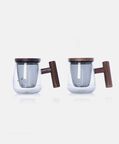 Wooden Handle Tea Mug 2-piece Set - 13.5x9x8 Cm