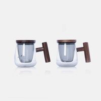 Wooden Handle Tea Mug 2-piece Set - 13.5x9x8 Cm