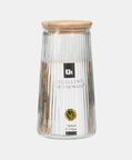 Bamboo Lid Glass Ribbed Jar