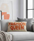 Kersten Fashion Queen Inscribed Rectangular Cotton Throw Pillow, Packshot View