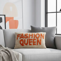 Kersten Fashion Queen Inscribed Rectangular Cotton Throw Pillow, Packshot View