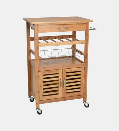 Bamboo Round Kitchen Trolley