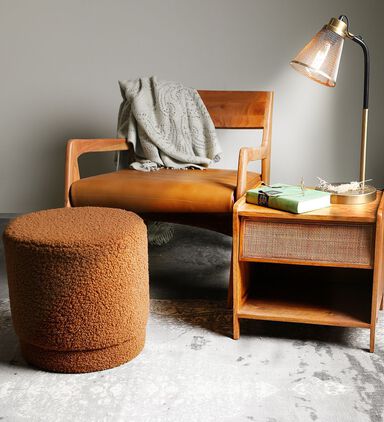 Home Deco and More Allegro Leather Acacia Arm Chair, Brown, 60x77.5x72-cm, Packshot View