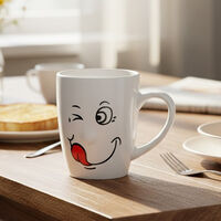Home Deco and More Stoneware Smiling Face Handled Mug, Packshot View