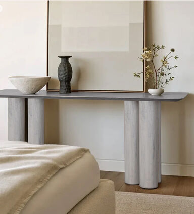 Home Deco and More Acacia Wood Spherical Legs Console, Packshot View