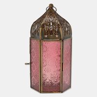 Home Deco and More Glass Cylindrical-shape Lantern, Red, Packshot View