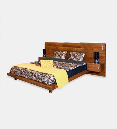 Home Deco and More Ethnic Acacia Wood King Bed, Packshot View