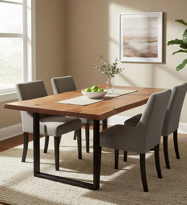 Home Deco and More Edge Wood Dinning Table, Packshot View