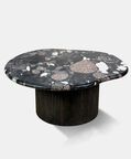 Home Deco and More Gobi Norvigo Marble Coffee Table, Black, 94x98-cm, Packshot View