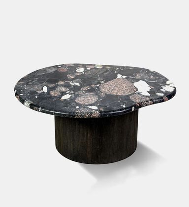 Home Deco and More Gobi Norvigo Marble Coffee Table, Black, 94x98-cm, Packshot View