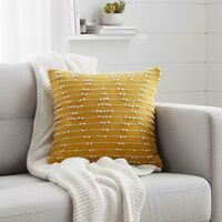 Home and Styling Cotton Embroidered Square Filled And Vaccumed Cushion, Yellow, 45x45-cm, Packshot View