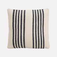 H and S Collection Mill-dyed Cotton Stripped Cushion, Packshot View