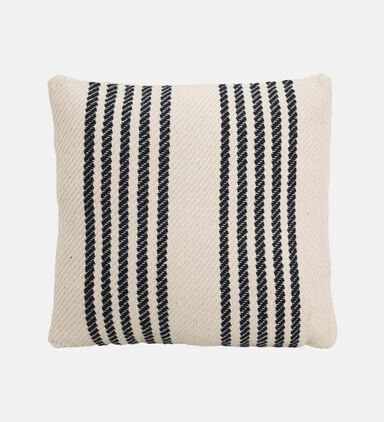 H and S Collection Mill-dyed Cotton Stripped Cushion, Packshot View