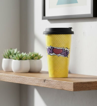 Rosanna Pellegrini Wow Printed Travel Mug, Packshot View