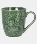 Home Deco and More Forest Green Embossed Leaf Mug, Green, Packshot View