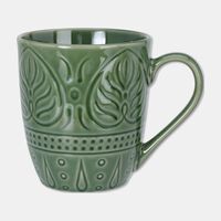 Home Deco and More Forest Green Embossed Leaf Mug, Green, Packshot View