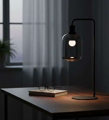 Light and Living Lekar Iron Glass Table Lamp, Packshot View