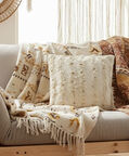 H and S Collection Woven Textured Square Cushion, Packshot View