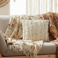 H and S Collection Woven Textured Square Cushion, Packshot View