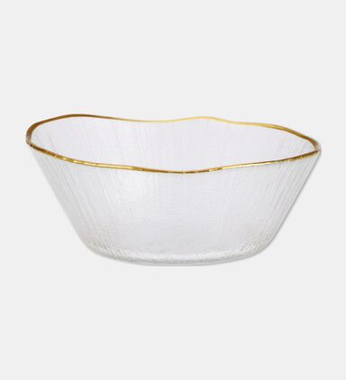 Home Deco and More Glass Medium Rippled Gold Rim Bowl, Packshot View