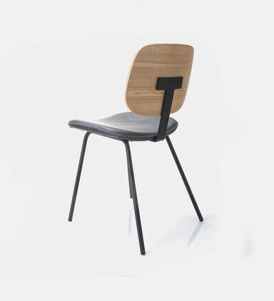 Leather Wood Back Waldo Chair