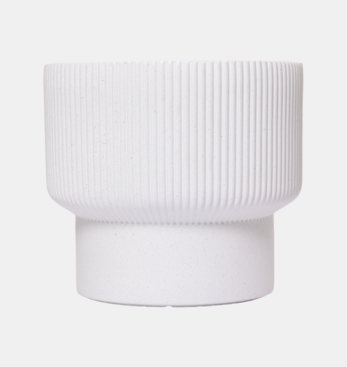 Fiber Clay Ribbed Top Planter