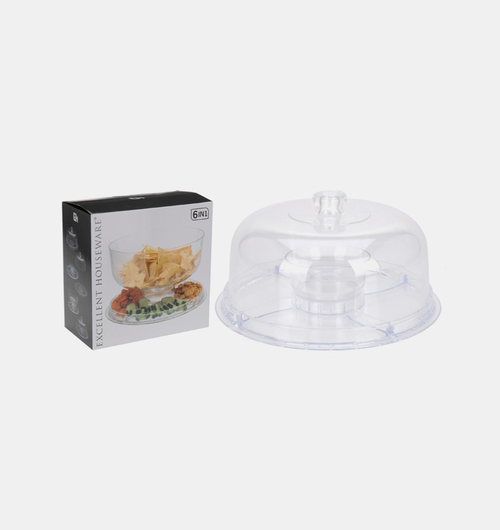Plastic 6-in-1 Dome Serving Plate 30 X 15 Cm