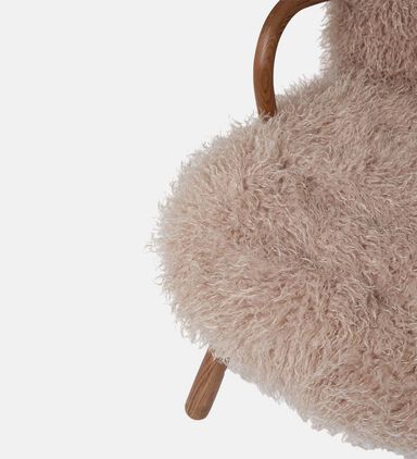 Fur Round Wood Armrests Armchair