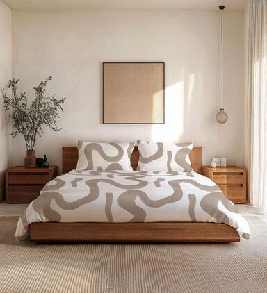 Scribble Cotton Satin Bed Set