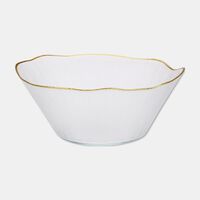 Home Deco and More Extra Large Rippled Gold Rim Bowl, Packshot View